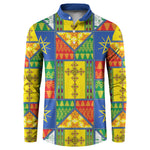 Ethiopia Christmas Button Sweatshirt Patchwork Style