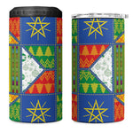 Ethiopia Christmas 4 in 1 Can Cooler Tumbler Patchwork Style