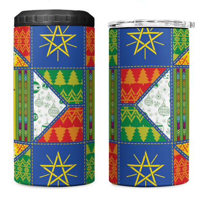 Ethiopia Christmas 4 in 1 Can Cooler Tumbler Patchwork Style