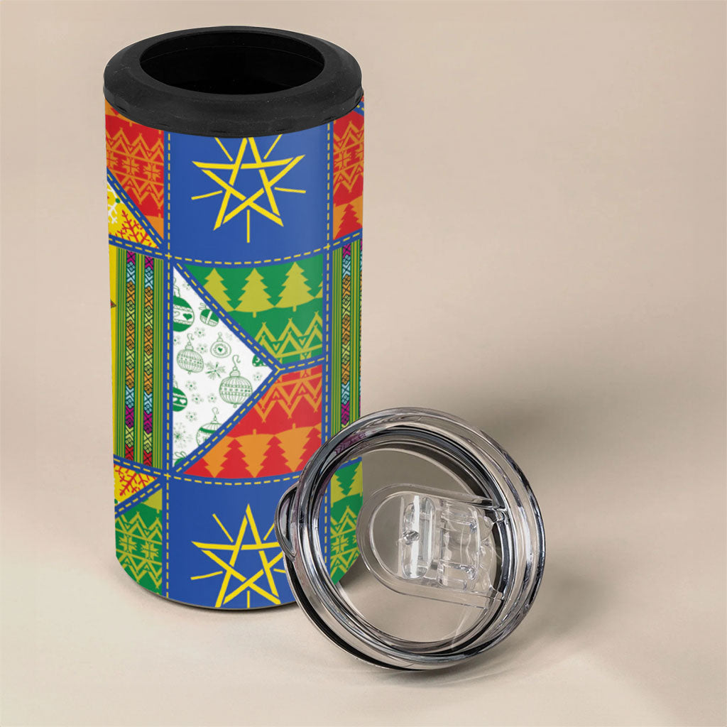 Ethiopia Christmas 4 in 1 Can Cooler Tumbler Patchwork Style