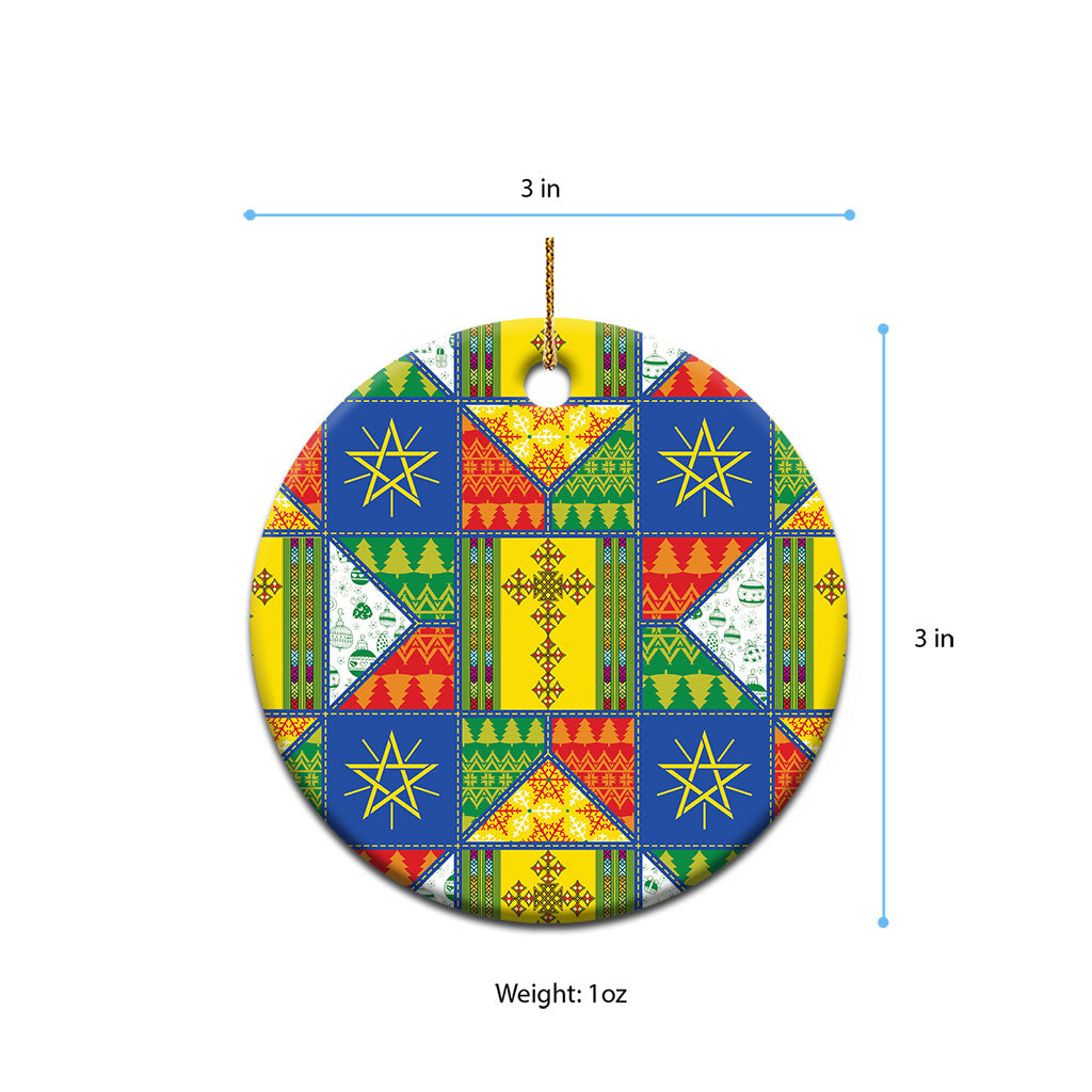 Ethiopia Christmas Ceramic Ornament Patchwork Style