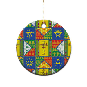 Ethiopia Christmas Ceramic Ornament Patchwork Style