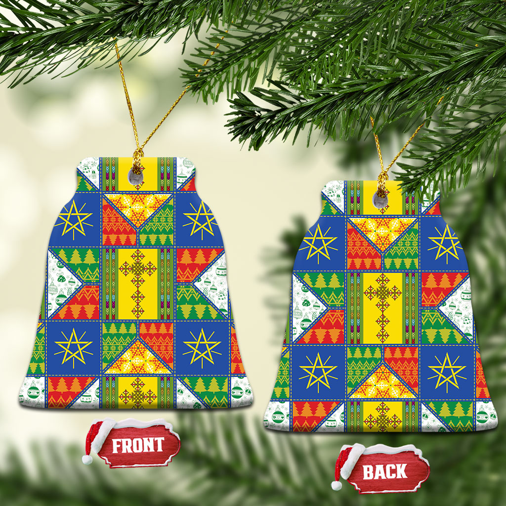 Ethiopia Christmas Ceramic Ornament Patchwork Style