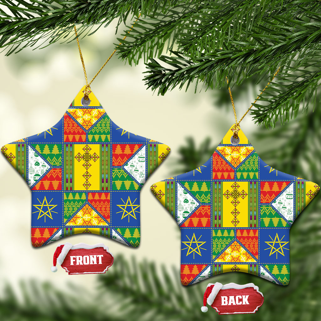Ethiopia Christmas Ceramic Ornament Patchwork Style