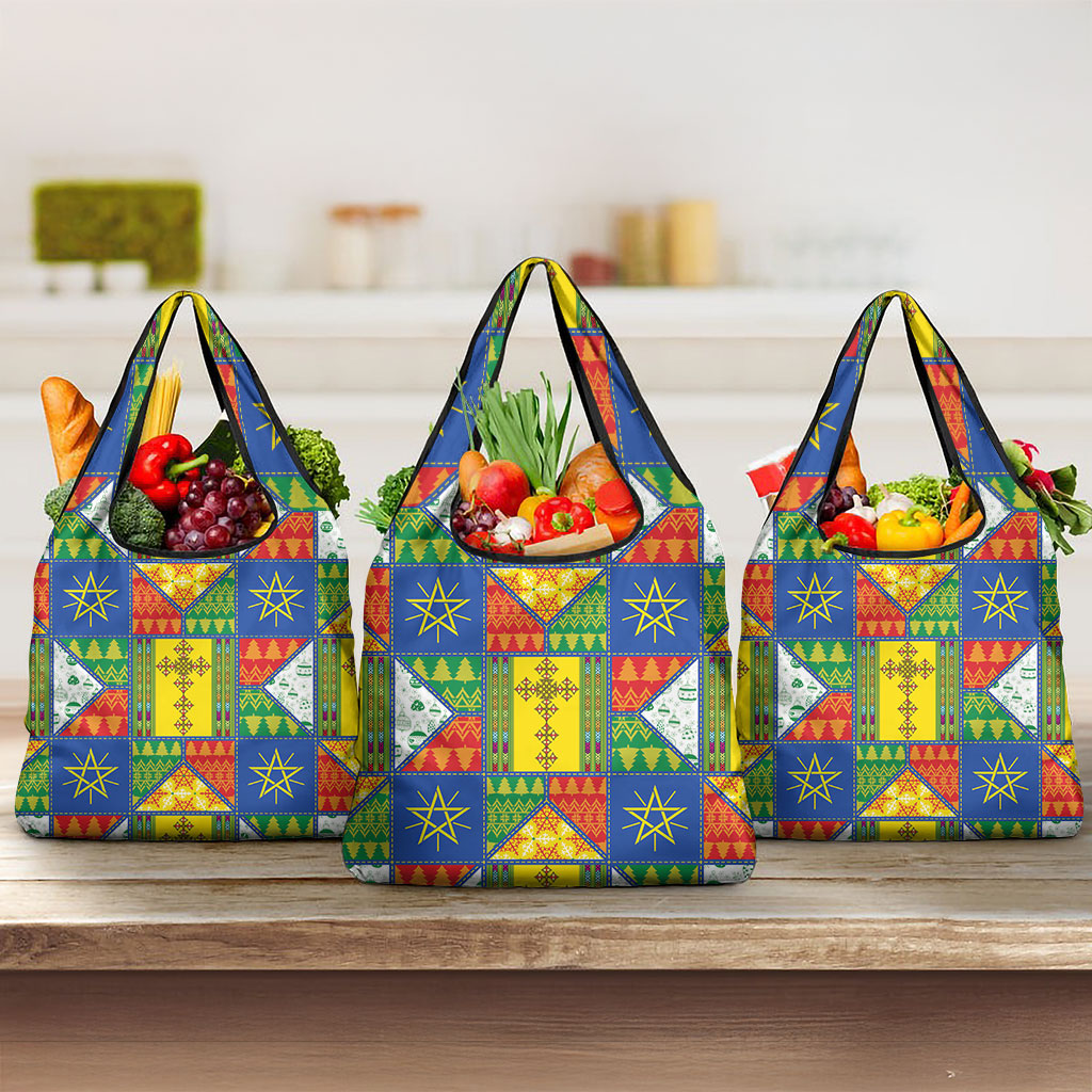 Ethiopia Christmas Grocery Bag Patchwork Style