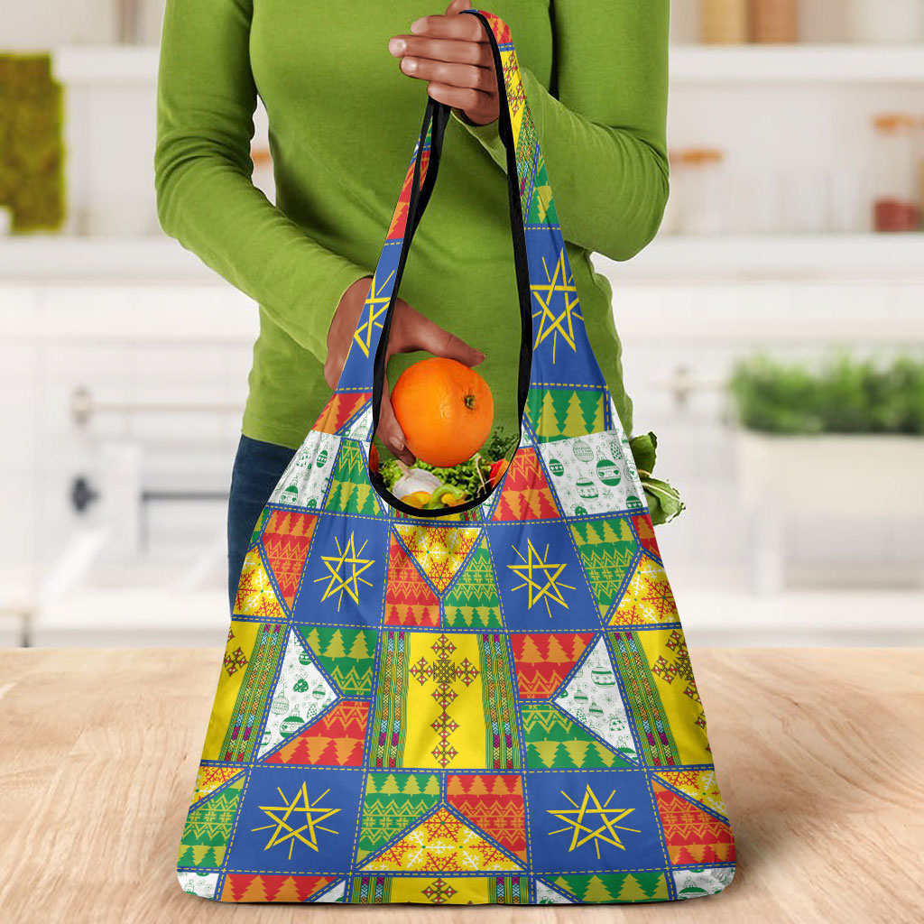 Ethiopia Christmas Grocery Bag Patchwork Style