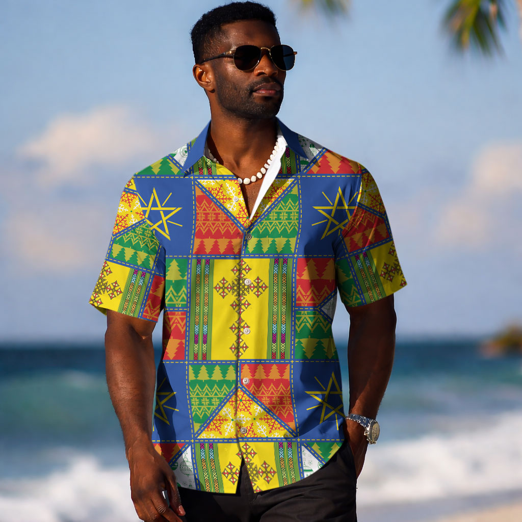 Ethiopia Christmas Hawaiian Shirt Patchwork Style