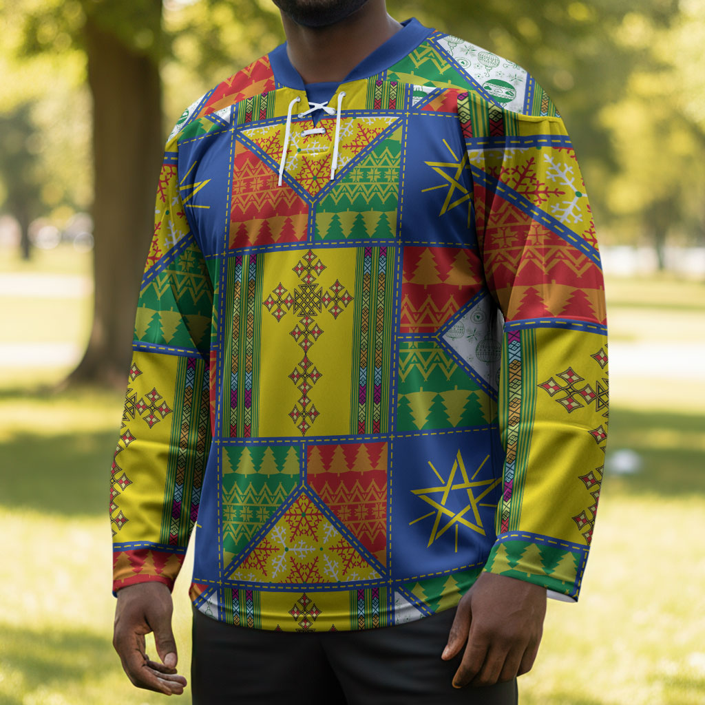 Ethiopia Christmas Hockey Jersey Patchwork Style