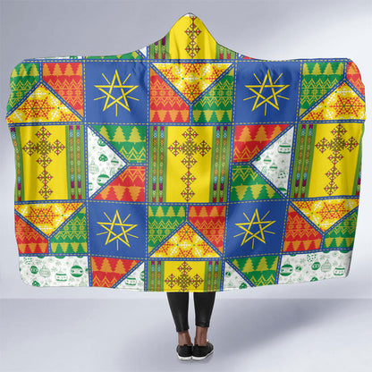 Ethiopia Christmas Hooded Blanket Patchwork Style