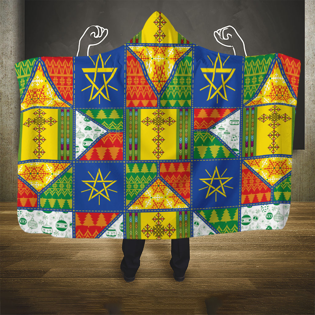 Ethiopia Christmas Hooded Blanket Patchwork Style