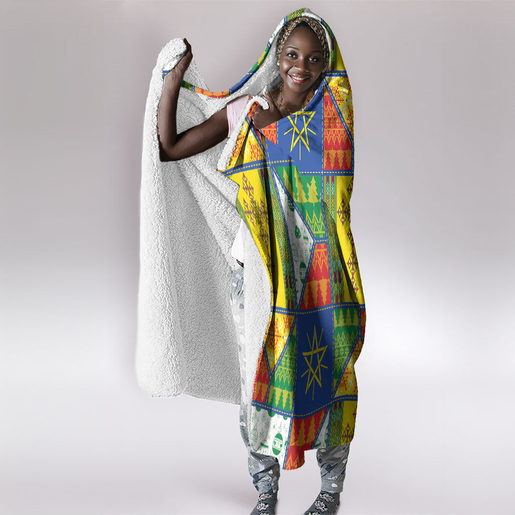 Ethiopia Christmas Hooded Blanket Patchwork Style