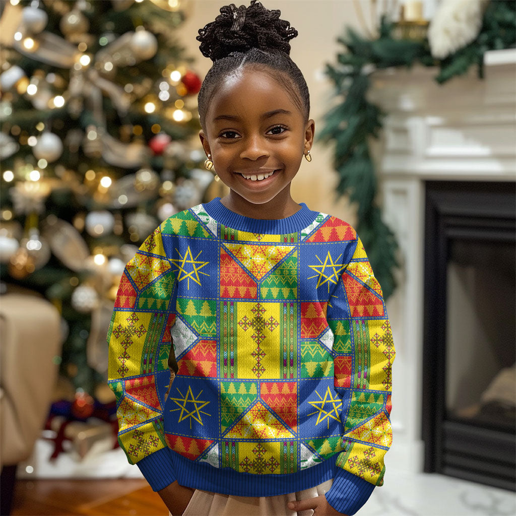 Ethiopia Christmas Kid Ugly Christmas Sweater Patchwork Style