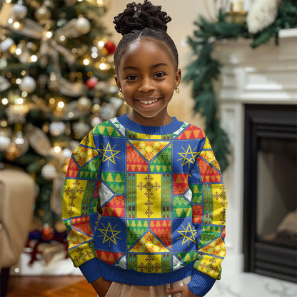 Ethiopia Christmas Kid Ugly Christmas Sweater Patchwork Style