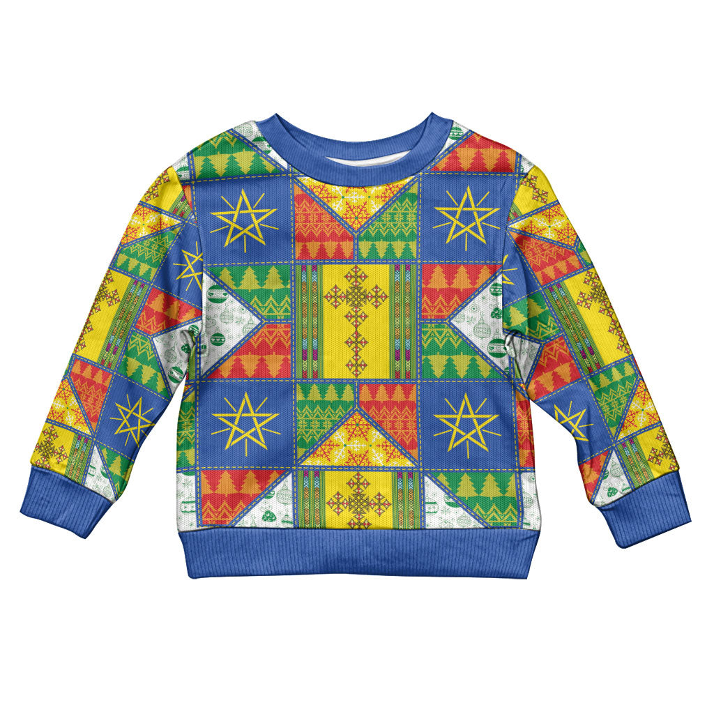 Ethiopia Christmas Kid Ugly Christmas Sweater Patchwork Style