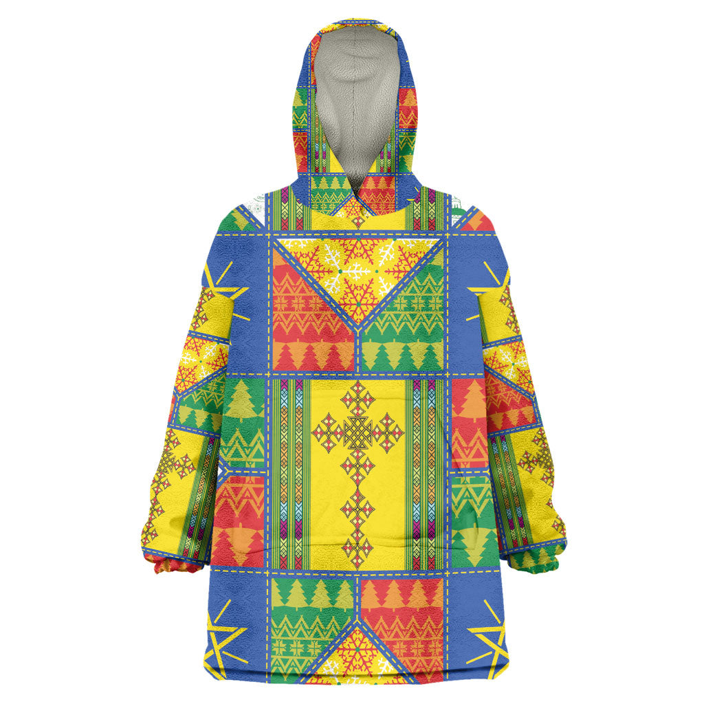 Ethiopia Christmas Kid Wearable Blanket Hoodie Patchwork Style