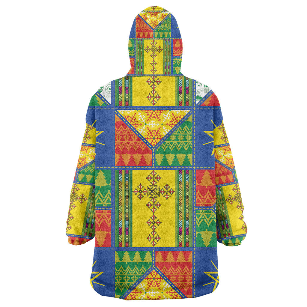 Ethiopia Christmas Kid Wearable Blanket Hoodie Patchwork Style