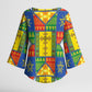 Ethiopia Christmas Kimono Sleeve Blouse Patchwork Style