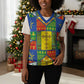 Ethiopia Christmas Knitted V-Neck Vest Patchwork Style
