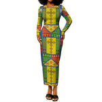 Ethiopia Christmas Long Sleeve Bodycon Dress Patchwork Style