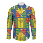 Ethiopia Christmas Long Sleeve Button Shirt Patchwork Style