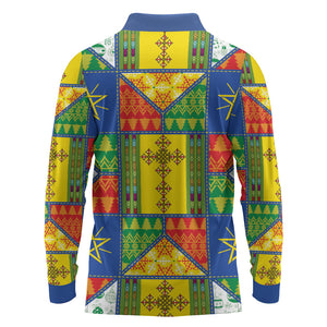Ethiopia Christmas Long Sleeve Polo Shirt Patchwork Style