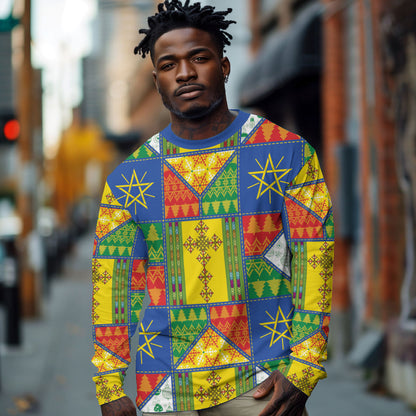 Ethiopia Christmas Long Sleeve Shirt Patchwork Style