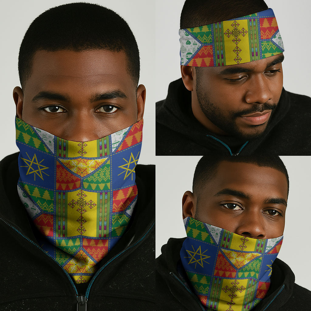 Ethiopia Christmas Neck Gaiter Patchwork Style