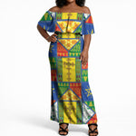 Ethiopia Christmas Off Shoulder Maxi Dress Patchwork Style