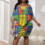 Ethiopia Christmas Off Shoulder Short Dress Patchwork Style