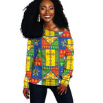 Ethiopia Christmas Off Shoulder Sweater Patchwork Style