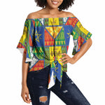 Ethiopia Christmas Off Shoulder Wrap Waist Top Patchwork Style