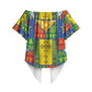 Ethiopia Christmas Off Shoulder Wrap Waist Top Patchwork Style