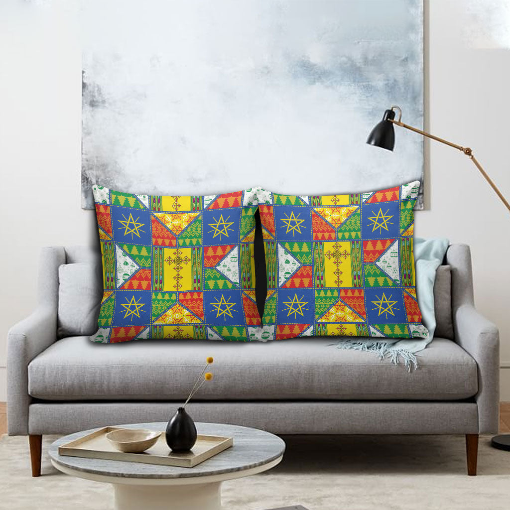 Ethiopia Christmas Pillow Cover Patchwork Style