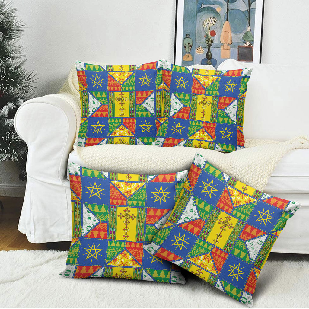 Ethiopia Christmas Pillow Cover Patchwork Style