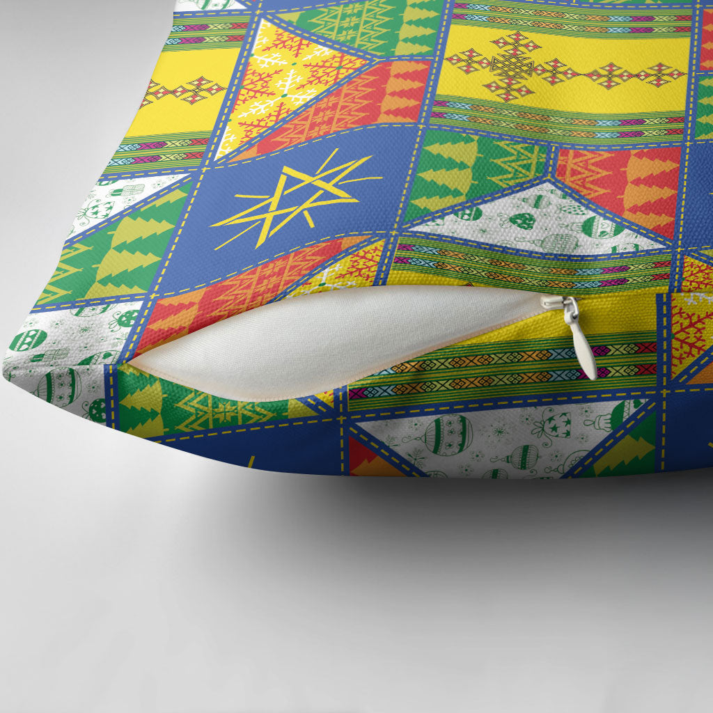 Ethiopia Christmas Pillow Cover Patchwork Style