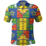 Ethiopia Christmas Polo Shirt Patchwork Style