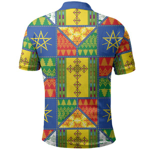 Ethiopia Christmas Polo Shirt Patchwork Style