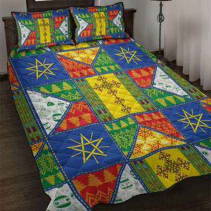 Ethiopia Christmas Quilt Bed Set Patchwork Style