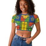 Ethiopia Christmas Raglan Cropped T shirt Patchwork Style