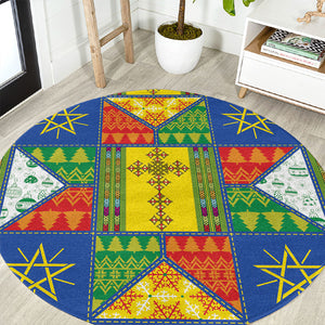 Ethiopia Christmas Round Carpet Patchwork Style