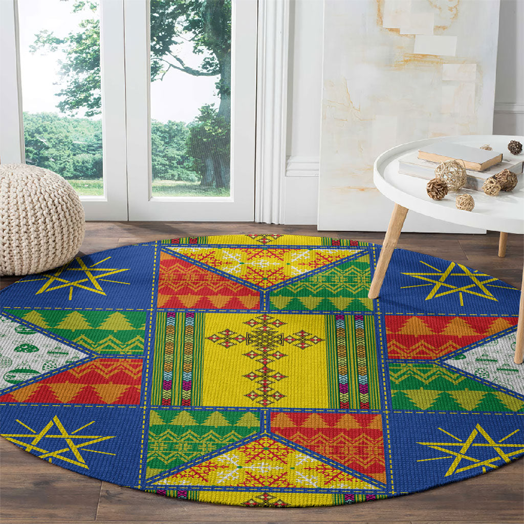 Ethiopia Christmas Round Carpet Patchwork Style