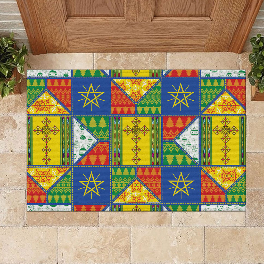 Ethiopia Christmas Rubber Doormat Patchwork Style