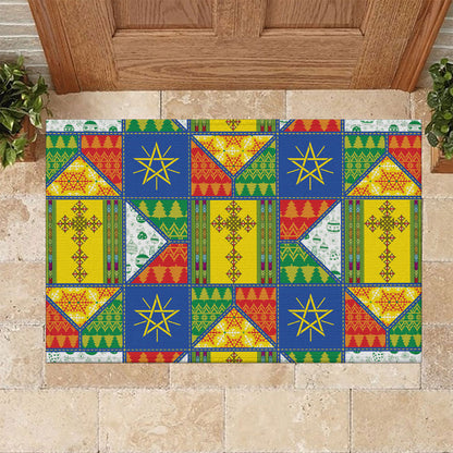 Ethiopia Christmas Rubber Doormat Patchwork Style