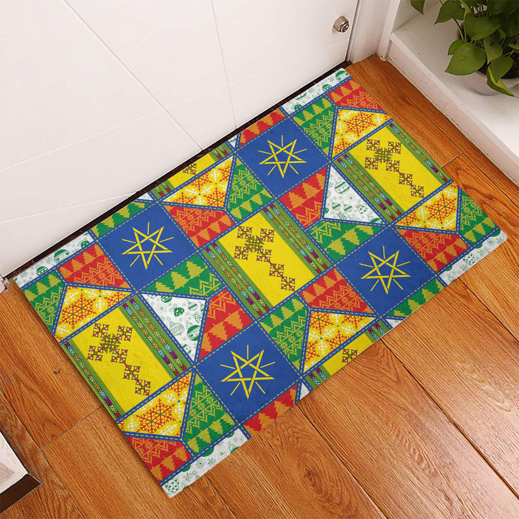 Ethiopia Christmas Rubber Doormat Patchwork Style