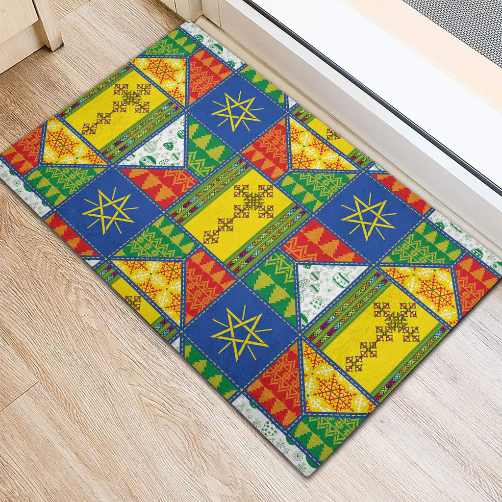 Ethiopia Christmas Rubber Doormat Patchwork Style
