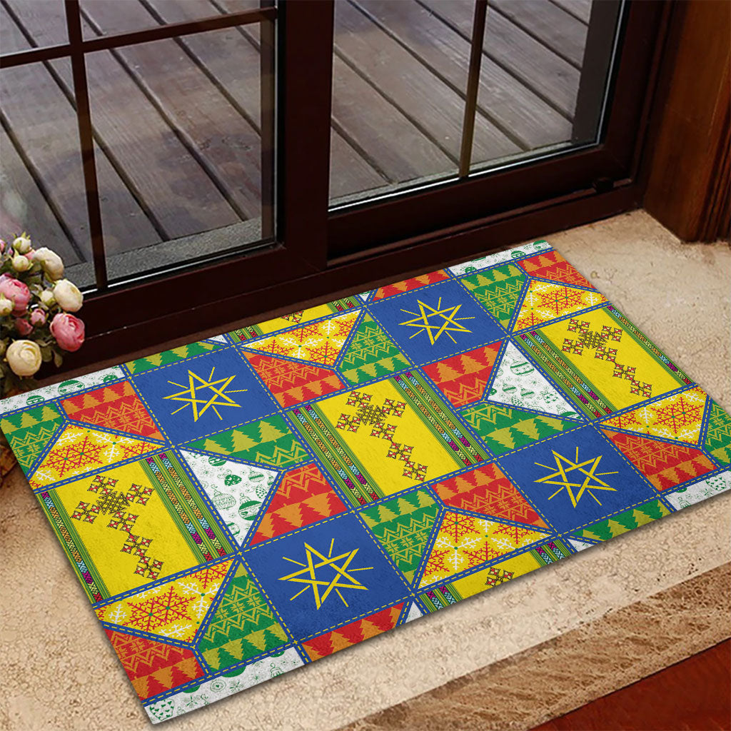 Ethiopia Christmas Rubber Doormat Patchwork Style