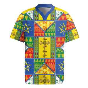 Ethiopia Christmas Rugby Jersey Patchwork Style