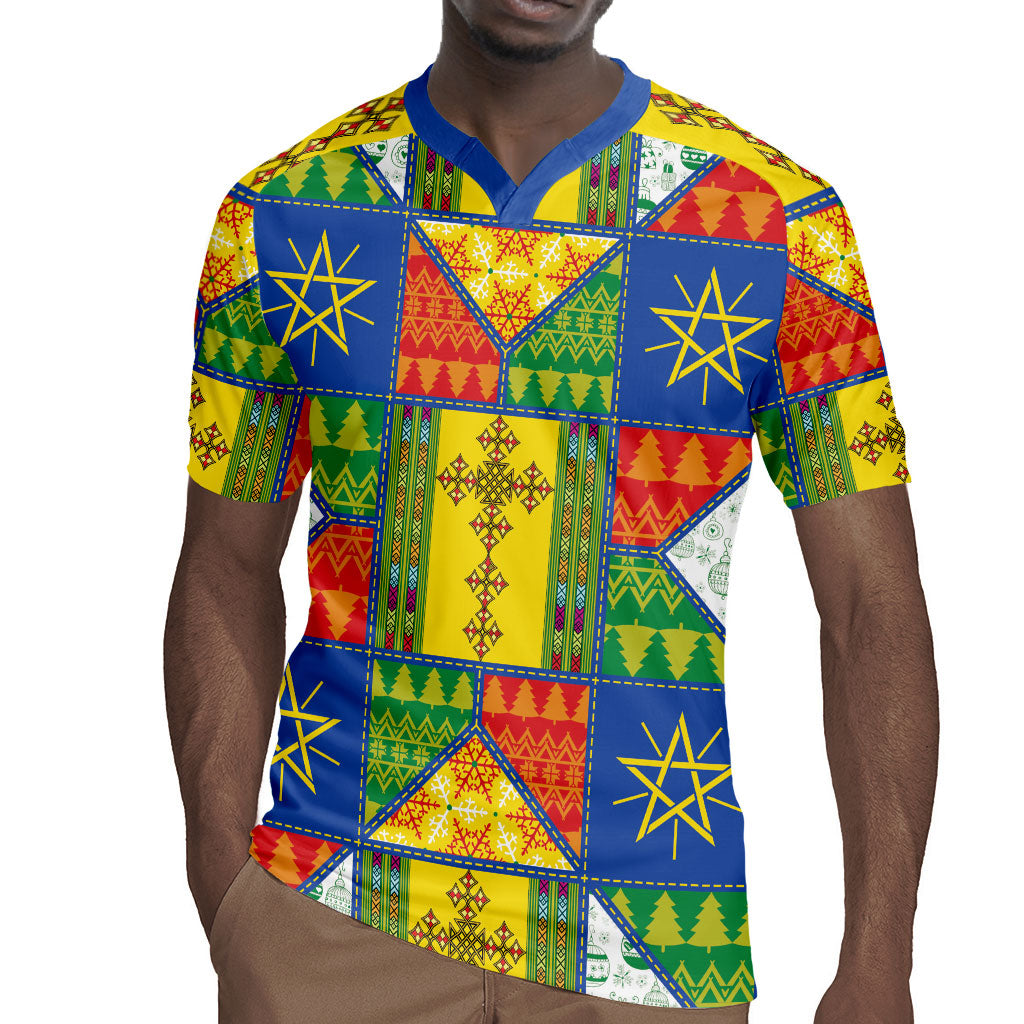 Ethiopia Christmas Rugby Jersey Patchwork Style