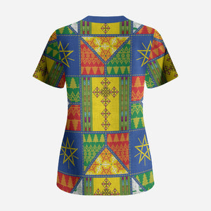 Ethiopia Christmas Scrub Top Patchwork Style