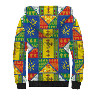 Ethiopia Christmas Sherpa Hoodie Patchwork Style